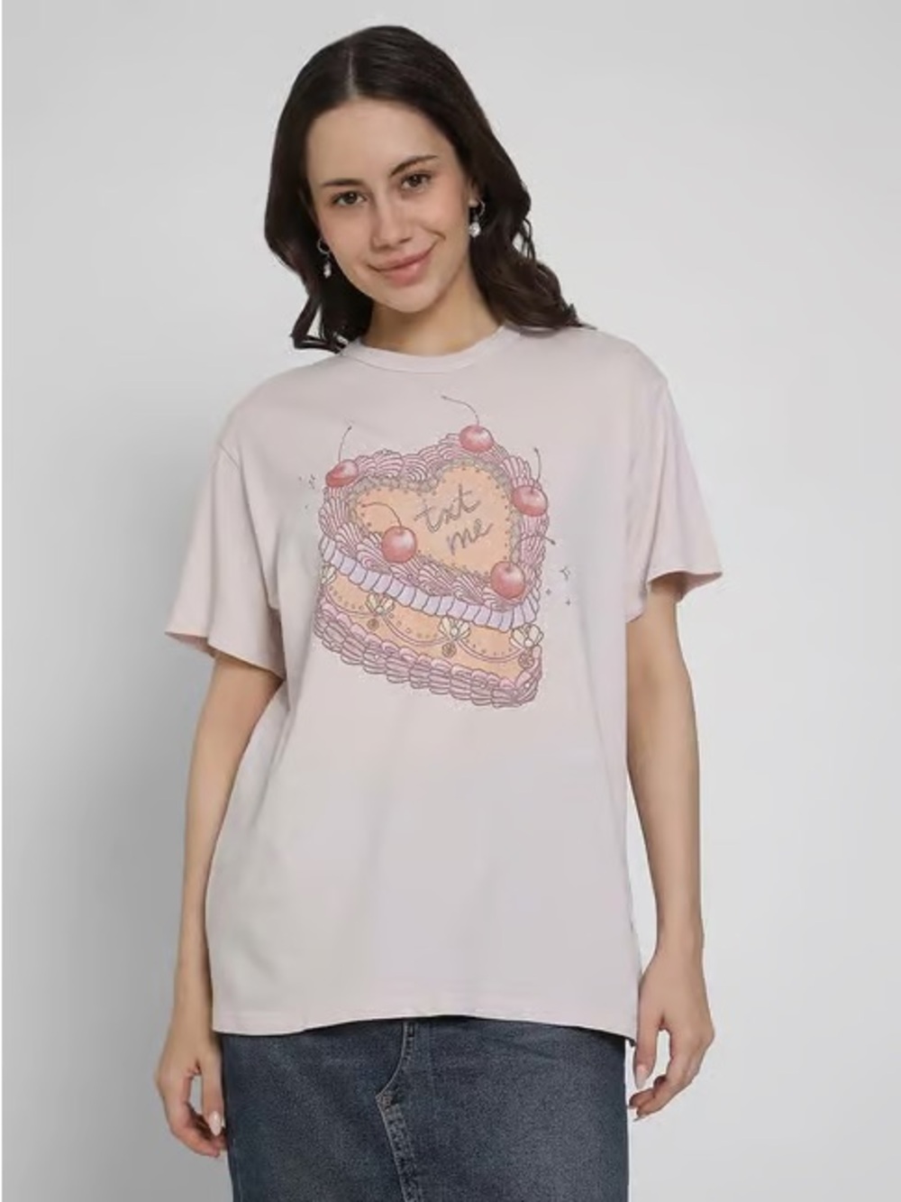 American Eagle Outfitters Light Pink Graphic Short Sleeve Tee